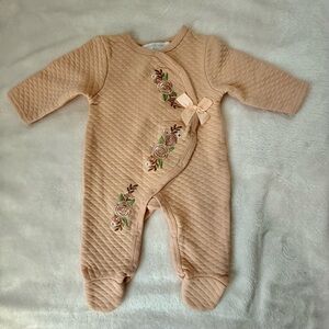 Catherine Malandrino Tan Quilted Floral Kids Footie